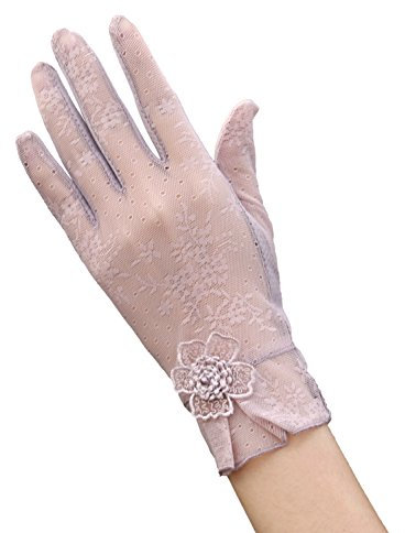 EEVASS Damen Sommer Elegant Spitze Blume Hochzeitskleid Handschuhe (# Lila)