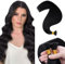 Elailite I Tip Hair Extensions 100 Strands Pre Bonded Stick Tip Keratin Real Remy Human Hair Extension Straight - #1 Jet Black - 16 inches