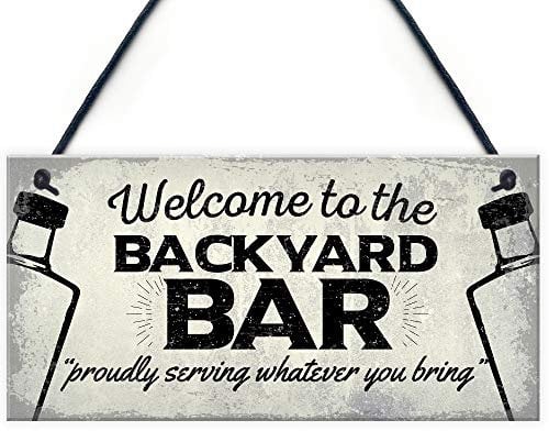 RED OCEAN Backyard Bar Garden Hanging Plaque Alcohol Man Cave Vintage Beer Gin Shed Sign Decor Gift