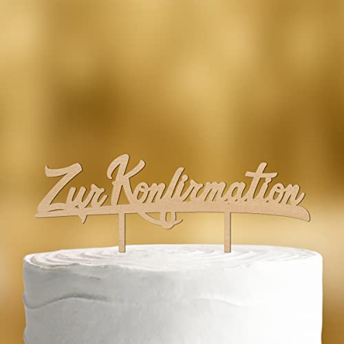 Cake Topper Zur Konfirmation [in Schreibschrift] - Holz - Tortendeko Konfirmation mädchen Tortenstecker Konfirmationsdeko Tortenaufleger Konfi Geschenk Party deko Konfirmation