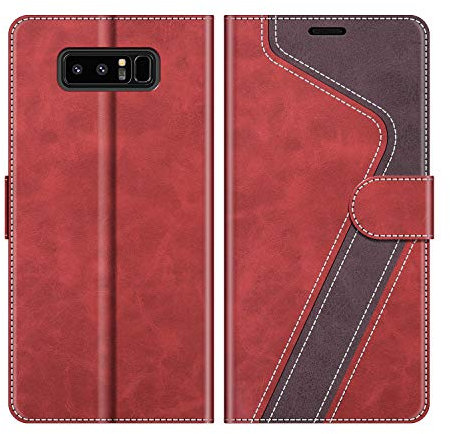 MOBESV Hülle für Samsung Galaxy Note 8 Handyhülle, Lederhülle mit Kartenfach, Klapphülle mit Ständer, Flip Case Handytasche Schutzhülle, Rot