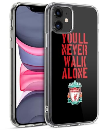 Head Case Designs Offizielle Liverpool Football Club Stencil Schwarz Crest Du Wirst Niemals Alleine Gehen Gelhülle [Militärischer Schutzgrad] Kompatibel Mit Apple iPhone 11 Und Kompatibel Mit MagSafe