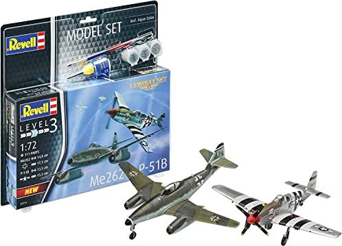 Revell Model Set 63711 - maquettes Combat Set Me262 & P-51B à Construire, échelle 1/72