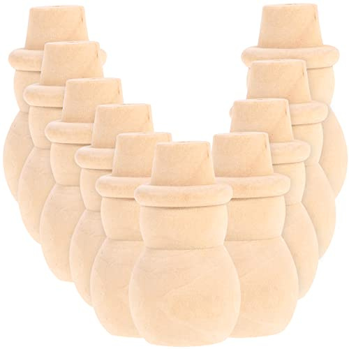 Healifty Holz-Puppen zum Selbermachen, unlackiert, Schneemann-Puppen, glatt, für Malerei, Waldorf, Kinder, Anhänger, 10 Stück