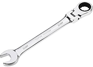 sourcing map Llave combinada de trinquete de cabeza flexible de 18 mm, métrica, 72 dientes, 12 puntos, herramientas de llave inglesa, Cr-V