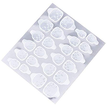24Pcs Waterproof Breathable Jelly Double Sided Adhesive Tabs Nail Glue Sticker False Nail Tips for DIY Manicure Nail Art Decoration White