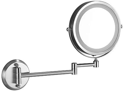 V-TAC VT-7571 Lampe miroir grossissement 1 x - 3 x avec lumière LED intégrée 3 W blanc froid 6 400 K orientable fixation murale couleur nickel satiné - sku 6628