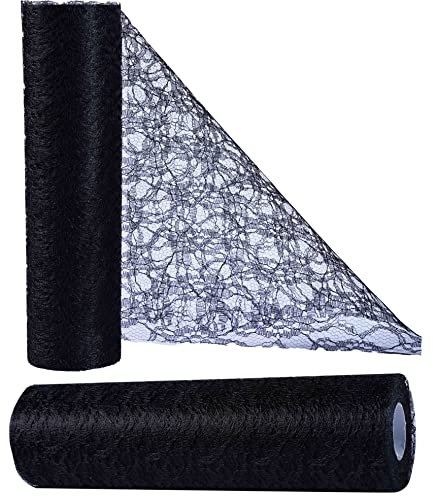 OSVINO Tischläufer Spitze Schwarz 30cm x 25m Hochzeitsdeko Retro Tischband Spitze Tischdeko, Dekorieren für Taufe Partys Hochzeit Weihnachten Kommunion Jubiläum, Handwerk Verpackung Material