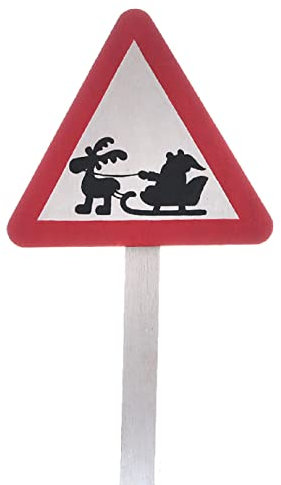 Gehlmann weihnachtlicher stimmungsvoller Deko-Stecker Garten-Stecker Verkehrsschild Vorfahrt achten Achtung Nikolaus kreuzt Holz bemalt weiß rot