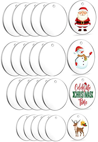 Minlon 20Stück Acryl Transparent Kreis Set, Klare Acrylplatten Runde Acryl Scheiben, Weihnachtsbaumschmuck für DIY Handwerk Projekt Zeichen Bilderrahmen Display