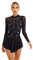 CHICTRY Eiskunstlauf Kleider Damen Langarm Strass Glitzer Rollschuhkleid Mesh Spleiß Ballettkleid Cut Out Gymnastikbody Mit Wickelrock Dancewear Schwarz S