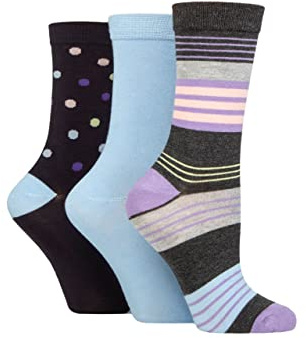SockShop Wildfeet Ladies Bamboo Socks -Patterned Fun and Colourful Soft Breathable Socks Multipack of 3 Pairs