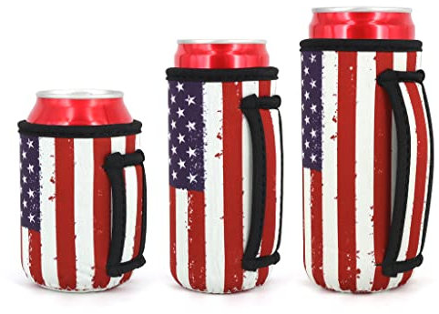 Lot de 3 manchons isothermes réutilisables en néoprène avec poignée pour canette de soda, boisson énergisante, pop, bière, eau de Seltzer dur, canettes de 340 ml et 453,6 g, canettes fines de 340 ml