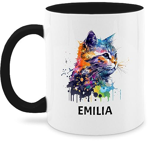 Tasse Tassen 325ml - Katze Cat Citten Katzen Cats Katzenlieberhaber - 325 ml - Schwarz - katzenmotiven name mug personalisierte katzentasse katzenliebhaber cups katzenmotiv namens druck und keramik