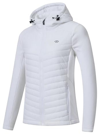MoFiz Veste à Capuche Softshell Légère Femmes Idéale Course Voyage Escalade Camping Pêche Chaleur et la Douceur Blanc 2XL