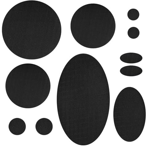 GRVICH 11 PCS Kit- Repair Patches for Down Jackets, Nylon Repair Tape Self-Adhesive Repair Patch, Round and Oval Shape Black Fabric Repair Patch, for Coat Clothes Tent Sleeping Bag Ski Clothing