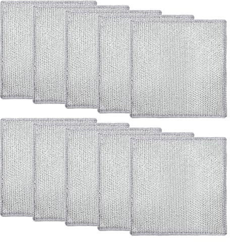 10PCS Multifunktionale Mehrzweck Geschirrtuch aus Draht 20x20cm Geschirrspüllappen aus Draht für Nass und Trocken Drahtgeflecht Geschirrtuch Geschirrschrubber für Verschiedene Küchenutensilien