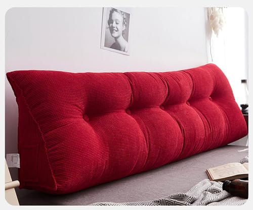 ZORZA Lesekissen Für Bett Und Sofa Rückenkissen Rückenstützkissen Rückenkissen Rückenlehne Keilkissen Kopfteil Lesekissen Sofa Lendenwirbelkissen,großes Rückenkissen für Bett/Sofa,Rot,80x25x50cm