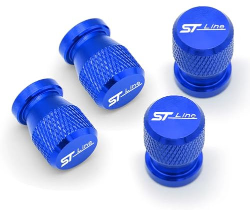 OBong 4 Stück Metall Auto Reifen Ventilkappen Luftventilkappen Kompatibel mit für Ford ST Line Focus X 2 3 Mondeo Fiesta Kuga MK2 MK3 MK4 Reifen Ventil Schmücken Zubehör,E