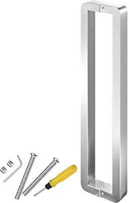 Generisch Quadratischer Push-Pull-Türgriff inklusive Beschlägen, Edelstahl-Schiebetürgriff-Hardware, für Duschglas-Schiebetür/Innen-Außentür, 6 Farben/Silber/62,5 x 60 cm