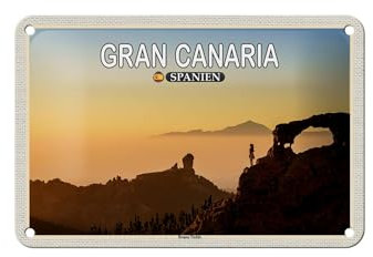 FEMER Blechschild Reise 18x12cm Gran Canaria Spanien Roque Nublo Berg Deko