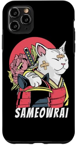 Hülle für iPhone 11 Pro Max Japanische Katze Samurai Katana Sameowrai Anime Lustig