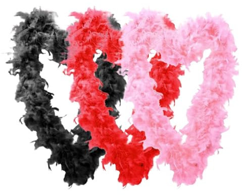 3 Stück Federboa – 2 Meter Lange Federboa für Frauen zum Basteln, Flauschige Federboa, -Kostümzubehör für Mädchen, Weihnachten, Karneval, Tanzen, Hochzeitsfeier