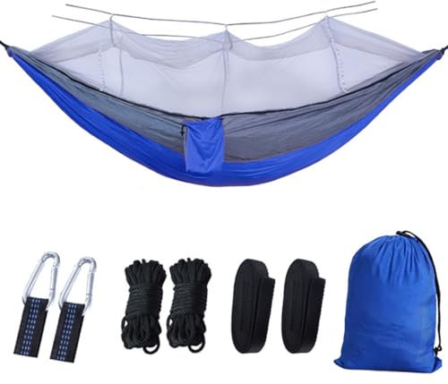 DGSYUAN Hamaca Jardin Hamacas Hamaca Grande para Acampar De 260x140 Cm con Mosquitera, Hamacas Colgantes Ligeras con Paracaídas para 2 Personas Hamaca Camping