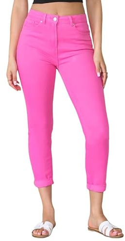 Ex Famous Store Mom Jeans High Waisted for Women UK, Ladies Ankle Grazer Relaxed Fit Jean Pink