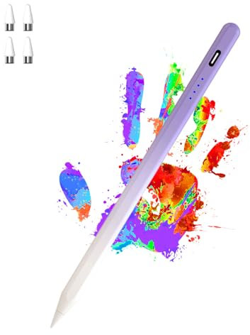Luntak Acitve - Lápiz capacitivo para tablet con 4 puntas POM para iPad/Pro/Air/Mini/iPhone/Samsung/Huawei/Lenovo/iOS/Android y otros dispositivos inteligentes, color morado
