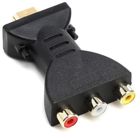Hukneqn HDMI to AV RGB RCA Converter, 1080P High Definition AV Video Adapter with Gold Plated Interface, Universal HDMI to 3 RGB Adapter, Plug & Play, Compatible with TV, Laptop, Xbox, PS3, DVD