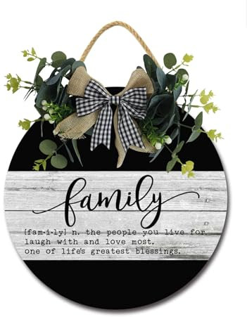 Targa per porta d'ingresso, decorazione per portico, rotondo, rustico, in legno, da appendere, per casa o per esterni, casa, vacanze, porta d'ingresso