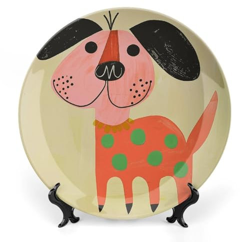 QWJKM Dekorative Teller aus Knochenporzellan, mit schwarzen Ohren, Salatteller, Porzellan, Dessertteller, Serviergeschirr, Kunstdekoration, Ornament für Wohnzimmer, Tisch, Küche, 18 cm