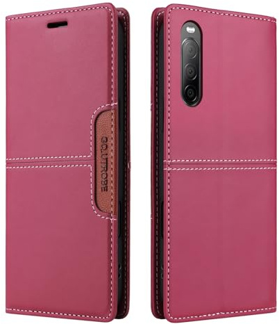 NETANY Handyhülle Kompatibel mit Sony Xperia 10 II Handyhülle mit Kartenhalter, Brieftaschenhalterfunktion, magnetischer Klappe, Premium-Lederklappen-Geldbörse, PU-Lederhüllenschutz (Rot)