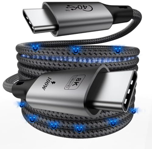 Cable USB-C Magnetico de 1.5 Metros Super Rapido, 4.0 8k 40Gbps 100w, Resistente y Ultra Rapido. (4.0 8k 40Gbps 100w, NEGRO, 1.5 METROS)