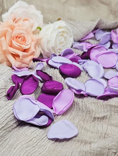 ZYOOO® 200pièces Pétales de Roses artificielles Violet,Pétales de Tissu Décoration Romantique pour Mariages, Saint-Valentin,Décoration de Table,boîtes Cadeaux