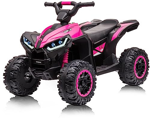 GarveeMore Kinder-Elektroquad 12V, Elektroauto für Kinder Mit LED Und Musik, 2 Geschwindigkeiten, Hupe, 83x 53x 56, ATV Ab 3 Jahren