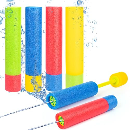 Foam Water Blaster 4PCS, Colorful Water Pistols for Kids Toddlers, Super Soaker Foam Guns for Kids & Adults, Outdoor Pool, Beach & Garden Summer Toys (Multicolor-4pcs, 25 * 5cm)