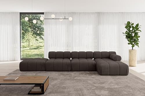 ALTDECOR Modulares Sofa Ecksofa in L-Form Corner modular Sofa Eckcouch Couch Wohnlandschaft Cauchsofa Polstersofa Lizur-L2-380x160x70 cm Braun