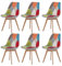 HJhomeheart Juego de 6 Sillas de Comedor de Tela Patchwork con Patas de Madera Maciza, Tapizadas para Comedor, Sala de Estar y Cocina (Rojo Nuevo)