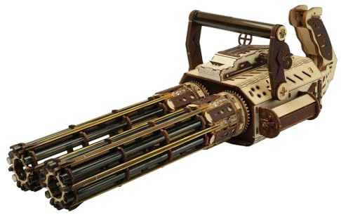 3D Wooden Puzzle Gun for Adults, Rubber Band 3D Gun Puzzle, Gatling Gun Model Building Kit, 344pcs Wood Puzzles DIY Building Model Kits - Excellent for Adult, Teens, and Craft Enthusiasts