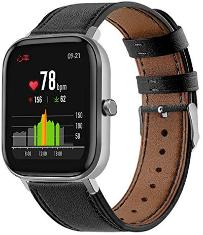 FoundEast Compatible with Spade Co Health Smartwatch 4 Watch Band, Soft Leather Replacement Wristbands Straps for Spade Co Health Smartwatch4 1.85 Inches (Black)