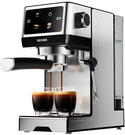 SECPOEDR Espressomaschine, 20 Riegel, Cappuccinomaschinen mit Milchaufschäumer für Zuhause, kompakte Kaffeemaschine und Edelstahl-Kaffeemaschine für Cappuccino, Milchkaffee, kaltes Bier