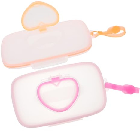 Alipis Lot de 2 Boîtes de Lingettes de Voyage Portables pour Bébé, Distributeurs Légers en Plastique Solide, Format Compact Blanc et Rose/orange, pour Poussette et Sorties Quotidiennes