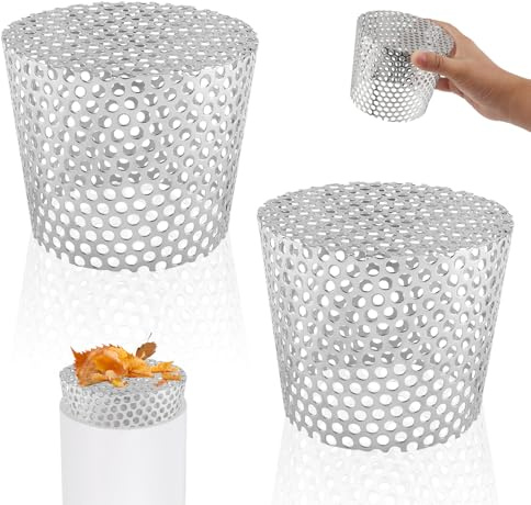 Vaskula 2 Pezzi Grondaie in Acciaio Inox 304 90-110mm Filtro per Grondaia Argento Protezione Dalle Foglie Rastremato Grondaia Acqua Piovana per Scarico Del Tetto Piano Scarichi e Tubi di Scarico