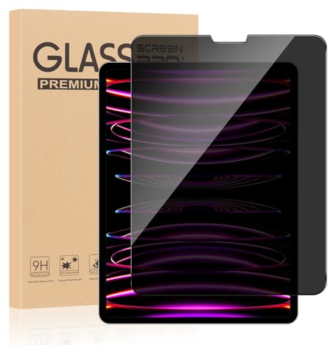 ZhuoFan Sichtschutz für iPad Pro 12,9 Zoll Modell 2022/2021/2020/2018 (6./5./4./3.Gen) Privacy Panzer Schutz Glas Folie Displayschutz 9H Anti-Spy Schutzfolie Bläschenfrei,1 Stück