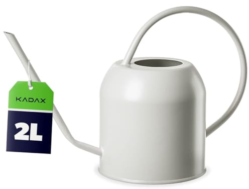 KADAX Gießkanne 2 Liter aus pulverbeschichtetem Stahl, kleine Blumengießkanne mit langem, präzisem Ausguss für Zimmerpflanzen, Metall Giesskanne (Creme)