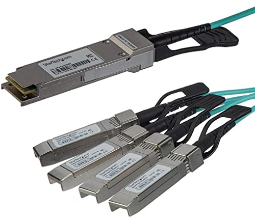 StarTech.com AOC Breakout Cable for Cisco QSFP-4X10G-AOC10M - 15m/49ft 40G 1x QSFP+ to 4x SFP+ AOC Cable - 40GbE / 40Gbps QSFP Plus Transceiver Module Active Optical Fiber - C9300 C3850 (QSFP4X10AO15)