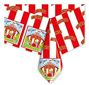 Big Party- Circus Tischdecke aus PVC für Geburtstagspartys, Weiß/Rot, 14777