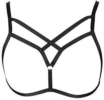 PETMHS Reggiseno di Imbracatura in Femminile Cintura Regolabile Gotica Punk Accessori per la Danza e l'intimo (Nero)
